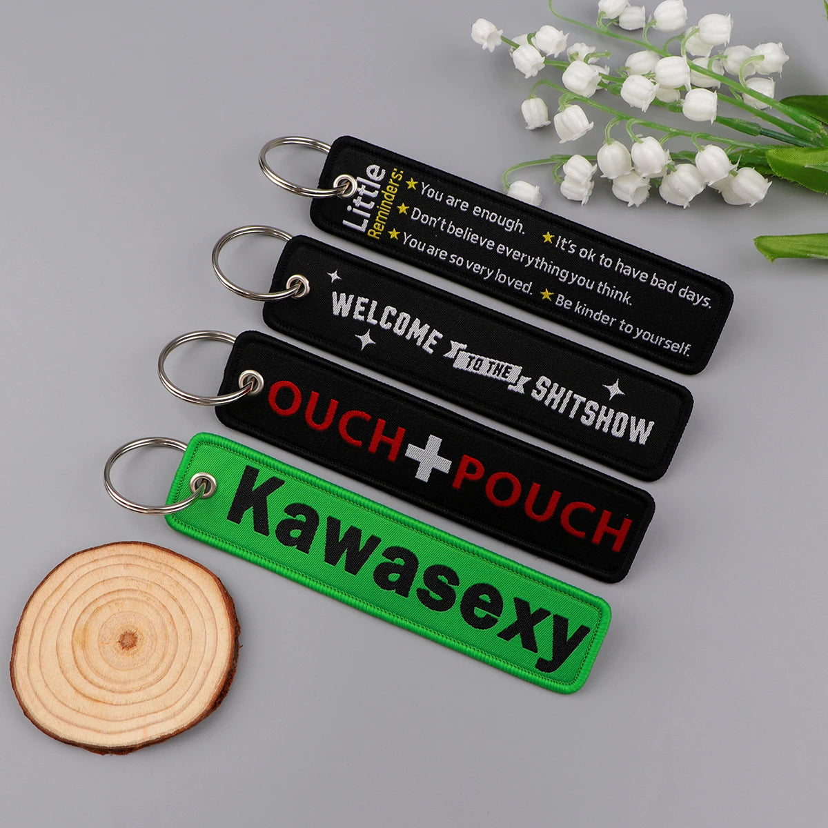 Kawasexy Keychain for Cars Backpack Key Holders Fashion Embroidery