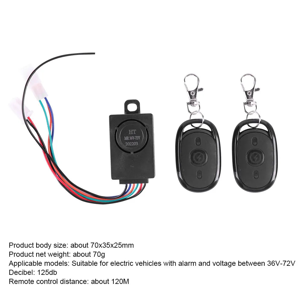 E-bike Alarm System 48V 60V 72V with Two Switches for Electric Bicycle