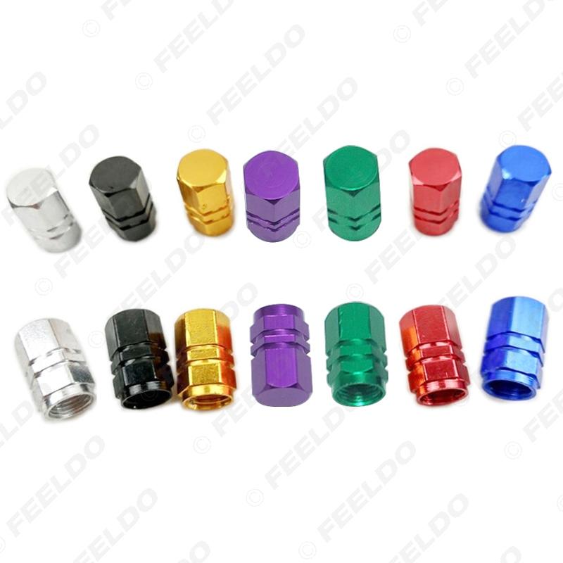 4pcs/set Aluminum Alloy Hexagon Gas Nozzle Cap Tire Valve Caps Leak